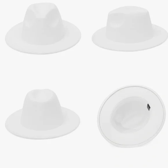 Gemvie Mens Women's Wool Fedora Panama hat, Wide Flat Brim Trilby Felt - Picture 2 of 2